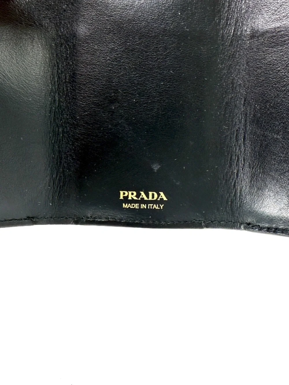 Prada Vitello Move Logo Leather Flap Compact Small Tri Fold Wallet